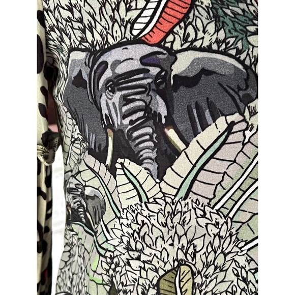 Anthropologie Sibley V-Neck Leopard Elephant Print Ruffled Blouse Top XS - Picture 4 of 8